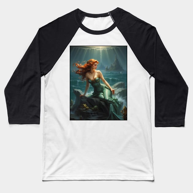 Mermaid Princess Baseball T-Shirt by VivaLaRetro